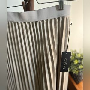 Pleated Faux Suede Midi Skirt